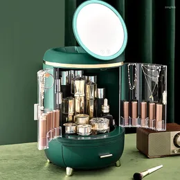 صناديق التخزين LED Makeup Mirror سطح المكتب مجوهرات حامل أحمر الشفاه المنتج