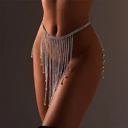 Other Stonefans Sexy Crystal Tassel Waist Chain Bikini Lingerie Accessories Summer Rave Body Chain Dress Jewelry for Women 221008