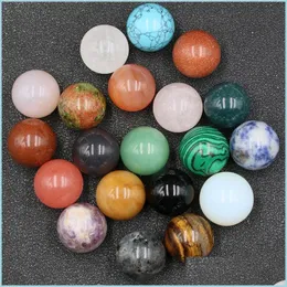 Taş 20mm Reiki Şifa Çakra Doğal Kristal Taş Bead Palm Craft Quartz Mineral Kristaller Yağlanmış değerli taşlar el parçası ev dh1nj