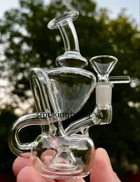 13 cm h￶jd Klein Recycler Oil Rigs Hookahs Shisha Beaker Water Bongs Dab Rigs med 10mm Glass Banger