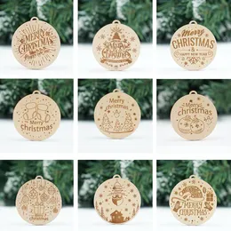 Laser Engraving Wooden Christmas Pendant Decorations Wood Tag Christmas-tree Adornment Sign Party Decor atmosphere Customizable Pattern LOGO RRE14803