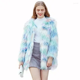 Futro damskie Zadorin Macaron Hairy Faux Płaszcz Kobiety w rozmiarze bohemijska długie płaszcze puszysta kurtka zimowa odzież wierzchnia
