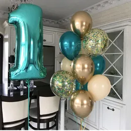 Andra festliga festförsörjningar 10pc Happy Birthday Duck Blue Foil Number Balloons First Baby Boy Girl Decorations My 1 One Year Ballons Globos 221010