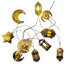 Stringhe 10 LED Oro Ramadan Decorazioni Eid Decor Star Moon Lantern Lights Luci a batteria per feste a batteria