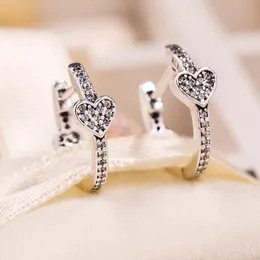 925 Sterling Silber Pave Heart Hoop Ohrringe Hochzeit Schmuck für Frauen Mädchen mit Originalschachtel für Pandora Roségold Engagement Geschenke Ohrring