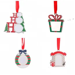 Sublimazione Accessori natalizi in bianco Decorazione mentale bianca Trasferimento di calore Ciondolo Babbo Natale Ornamenti per albero di Natale fai da te Regali BBB1612