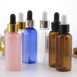 저장 병 5/20/50/100pcs 50ml 4colors 에센셜 오일 50cc 고무 화장품 용기 고품질을위한 빈 플라스틱 애완 동물 배출 병 빈