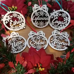 Christmas Decorations Wooden Baubles Personalized Name Ornament Laser Cut Wood Snowflake Decoration Custom Gift