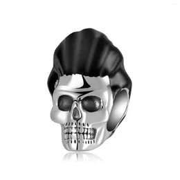 Koraliki Halloween punkowy styl przystojna czaszka biżuteria 925 Srebrne uroki do bransoletki Making Fit Oryginalne Jiuhao