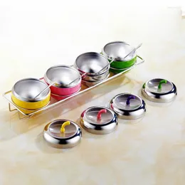 Storage Bottles Creative 304 Stainless Steel Spice Jar Apple Shape Seasoning Box Sugar Salt Condiment With Holder