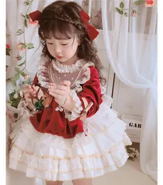 Girl Dresses 2022 Spanish Princess Dress For Baby Clothes Court Style Puffy Birthday Costume Long Sleeve Infant Party