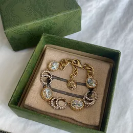 Diamant-Armbänder, Designer-Armband, Nagelkette für Damen, Kleeblatt-Link-Bijoux, Luxusschmuck, klassischer Buchstabe G, Goldkette 22101004CZ