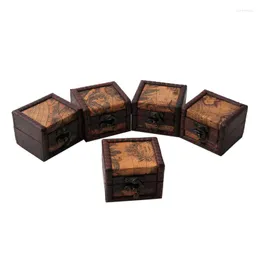 Ювелирные мешочки винтажные деревянные карты коробка для хранения шкала ювелирных запонок грудь маленький подарок