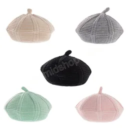 20x18cm Berretti di lana lavorati a maglia di colore solido neonato Cappello Autunno e inverno Moda calda berretto infantile Copricapo per bambini Puntelli foto