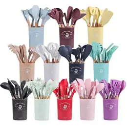 Silicone Kitchen Accessories Cooking Tools Kitchenware Cocina Silicon Kitchens Utensils With Wooden Handles