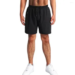 Löpande shorts sport män snabb torr andas gym fitness träning byxor båda sidor ficka jogging atletisk kort byxa
