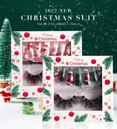 Thick Multilayer Color Mink False Eyelashes and Fake Nail Christmas Suit Messy Crisscross Reusable Hand Made Curly Fake Lashes Extensions Makeup for Eyes