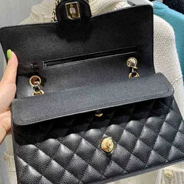 Borse da sera 2022 Designer Caviar 100% borse da donna in vera pelle Portafogli in pelle di vacchetta Messenger Qui cucita Flap288q