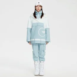 Giacche da sci Tute da sci Donna Pantaloni da neve complessivi impermeabili ispessiti Set Abbigliamento invernale Plus Snowboard da esterno in cotone
