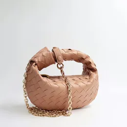 Couro de vaca corrente tecer nó bolsa ombro pele real artesanal luxo designer pequenas totes mulher malha bolsas e bolsas 5828