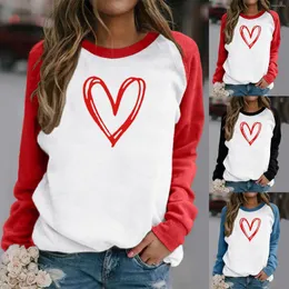 Felpe con cappuccio da donna Casual Girocollo Abbigliamento sportivo Felpa con cappuccio stampata per San Valentino Felpa con cappuccio allentata Vestiti autunnali Moletom