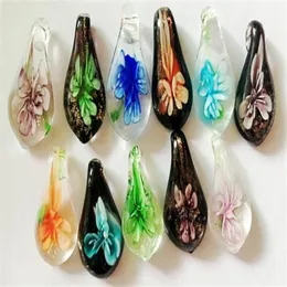 10pcs lote multicolor murano lampwork pingentes de vidro para colar de jóias artesanais DIY pingente de presente 35mm pg12 shipp233o