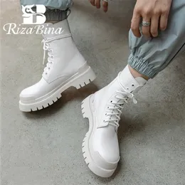 Boots Rizabina 2023 tornozelo para mulheres moda de couro de couro de couro de sapatos de couro de inverno