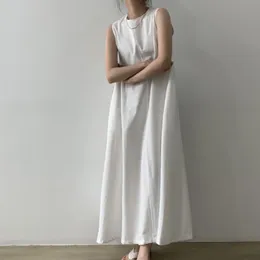 Платья халат Longue d'Ete nordique en coton et lin pour femmes taille sans sans manches avec grand rewlet pull 2021