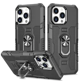 Shockproof Armor Kickstand Phone Cases For iPhone 14 ProMax 13 12 Mini 11 Pro XR Xs Max X 7 8 Plus Finger Magnetic Ring Holder Cover