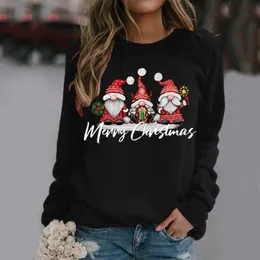 Kvinnors hoodies tröjor vinter jul kvinnor tröja ansiktslöst grafiska tryck pullover toppar damer flickor