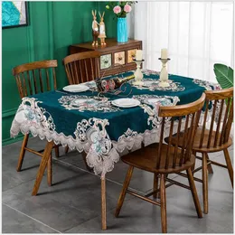 Table Cloth Home Furnishing Decoration Elegant Embroidery Dining Cover Square Round Tablecloth Living Room Coffee Cushion Towel