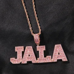 TopBling Hip Hop A-Z Custom Letters Pendant Necklace Charm Gift for Men Women Bling Iced T Zircon 18K Real Gold Plated
