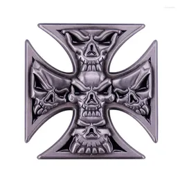 Brooches Metal Iron Cross Skull Biker EVIL 5-SKULLS Brooch Pin Jacket Lapel Pins Badges Exquisite Jewelry Accessories