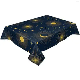 테이블 천 아름다운 별이 빛나는 하늘 문과 별 식탁보 방수 라운드 커피 커버 식당 장식 주자