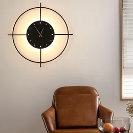 Lampada da parete Nordic Clock Type Sconce LED Light Round moderno per sala studio / camera da letto / soggiorno Home IndoorDecor Fixture