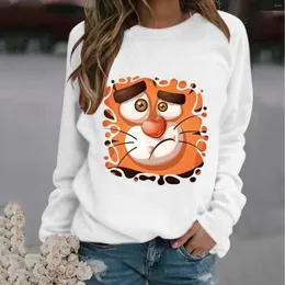 Women's Hoodies Cartoon Tiger 2022 Year Print Hoodie Kvinnor Långärmad Sweatshirt Casual Pullover Harajuku Sweetshirts Moletom