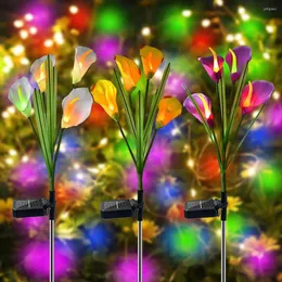 Calla Lily Rose utomhusled Solar Light RGB Color Garden Flower Waterproof Decorative Lamp Powered Yard Lawn Pathway Wedding Wedding