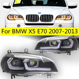 أضواء الرأس لـ BMW X5 E70 LED Headlight Projector Lens 2007-2013 Angel Eye DRL Signal Lamp Lamp