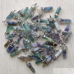 Charms Natural Fluorite Stone Pillar Charms Point Chakra Pendants For Jewelry Making P 656 Drop Delivery 2022 Fyndkomponenter BDES DHSOJ