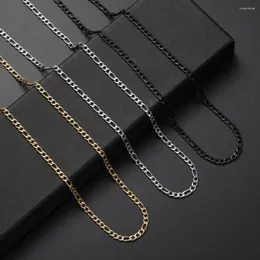 Chains Width 4MM Stainless Steel Plated Gold Black Chain Necklace Fashion Gift Jewelry For Men And Women Top Quality 50/55/60/70CM