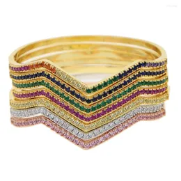 Bracciale rigido in cristallo di moda per donna, pavimenta scintille con cz, forma irregolare, vari colori disponibili, regalo delicato per gioielli