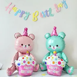 لوازم الحفلات الاحتفالية الأخرى INS 4D Bear Foil Balloon Baby Birthday P o Props Cartoon Aluminium Balloons Happy Baloon Shower Ballon 221010