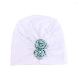 Chapéus para criança chapéu de garotas de turbante bebê com grande flor lenço de cabeça macia infantil bonnets bonnets de cor sólida beanies