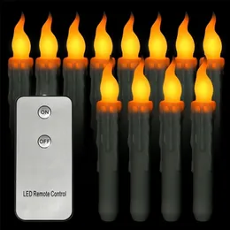 Ljuspaket med 6 eller 12 Flameless Velas Remote 67 tums gul flimrande trådlösa bröllopsljus Plastbatteri Candele för födelsedag 221010