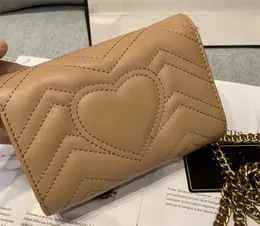 Designer Marmont bags handbags totes Love heart V Wave Pattern Satchel Shoulder Crossbody Bag women double PU Thread Chain wallet mini Purse Lady Classic