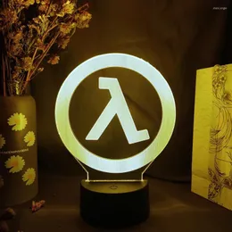 Night Lights Game Half Life Alyx Logo Design Vackert Gaming Room Computer Desktop Setup Light Decor Led Sensor Lamp Kids Bedroom Gift