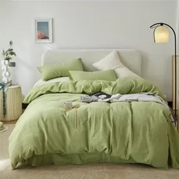 Sängkläder sätter lyxigt Jacquard 3 garn 100% tvättad bomullssängkläder set 4st mjuk sängöverdrag täcke täcke täcke täcke kudde mattat ark 221010