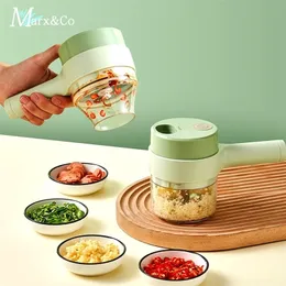 Fruit Vegetable Tools Handheld Electric Vegetable Cutter Set Kitchen Multifunctional Garlic Chopper Meat Grinder Food Masher Slicer with USB Charging 221010