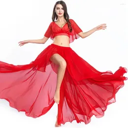 Stage Wear Sexy Belly Dance Skirt Top Set Costume Women Clothes For Woman Dancing Training Practice