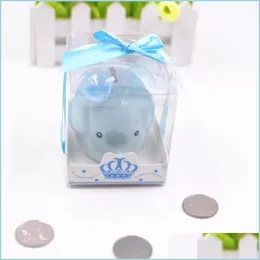Party Favor Ceramic Pink/ Blue Elephant Bank Coin Box f￶r dop Gynnar Baby Shower Dops Gifts Partihandel Drop Delivery 2022 H DHP16